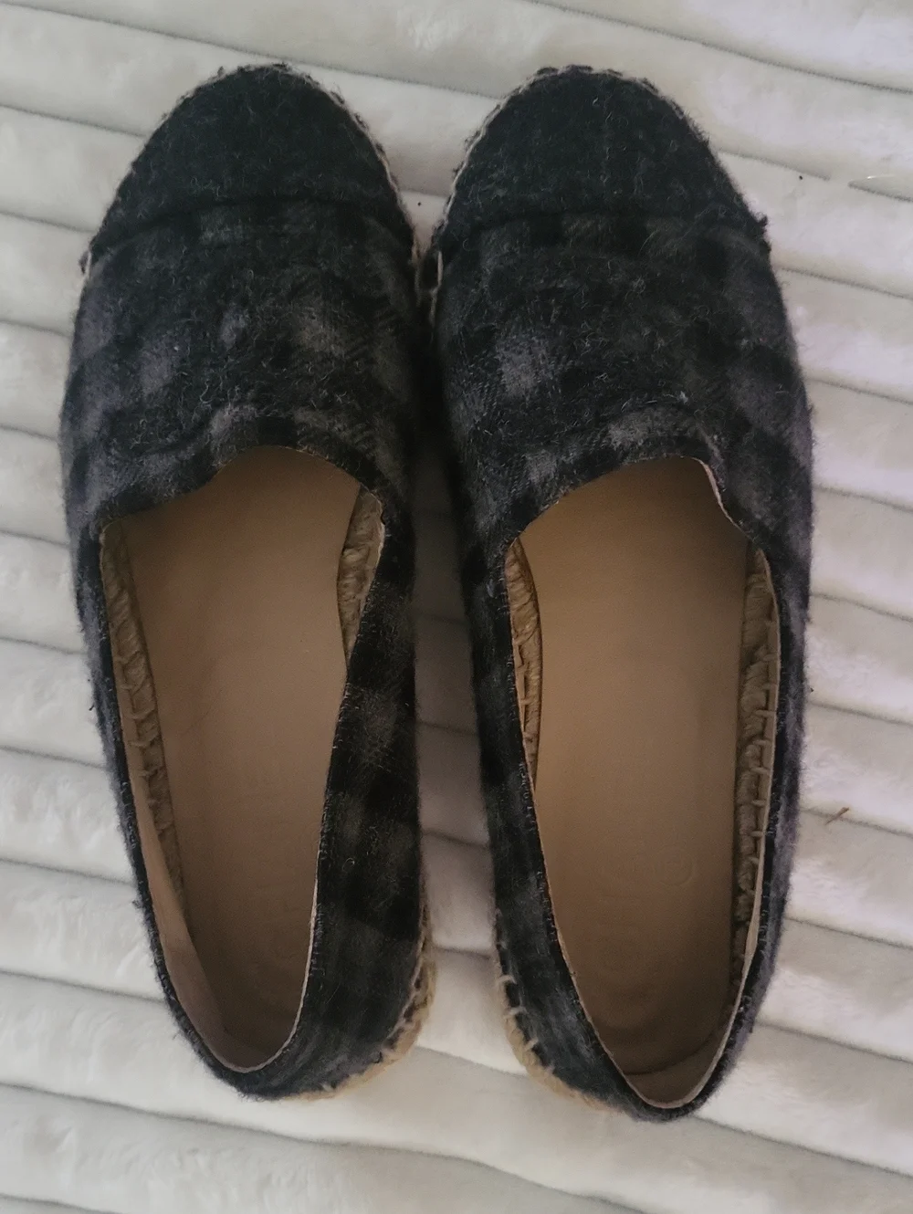Coco Chanel Check Wool Cap Toe CC Espadrille Flats